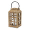 Melrose Natural Wooden Lantern with Glass Hurricane Brown  Black