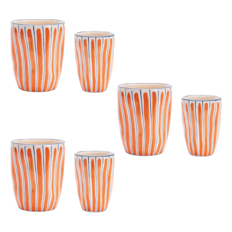 Melrose Wavy Stripe Planter Set of 6 Planter, Wavy Patterned, Dolomite