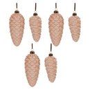 Melrose Frosted Glass Pinecone Drop Ornament (Set of 6)