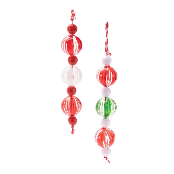Melrose Striped Glass Mini Drop Ornaments – Set of 6