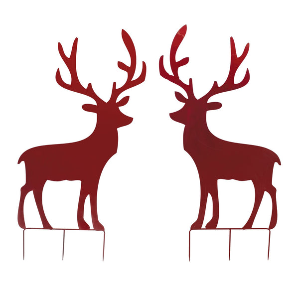 Melrose Metal Deer Cut-Out Yard Stakes – Set of 2