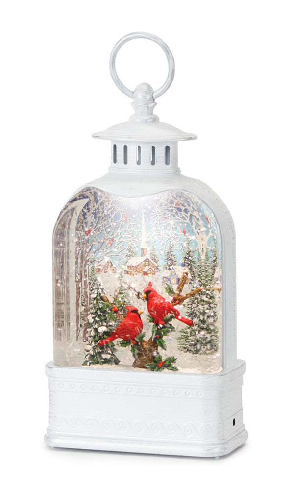 Melrose LED Snow Globe Lantern with Cardinal Forest Scene 10.5"H
