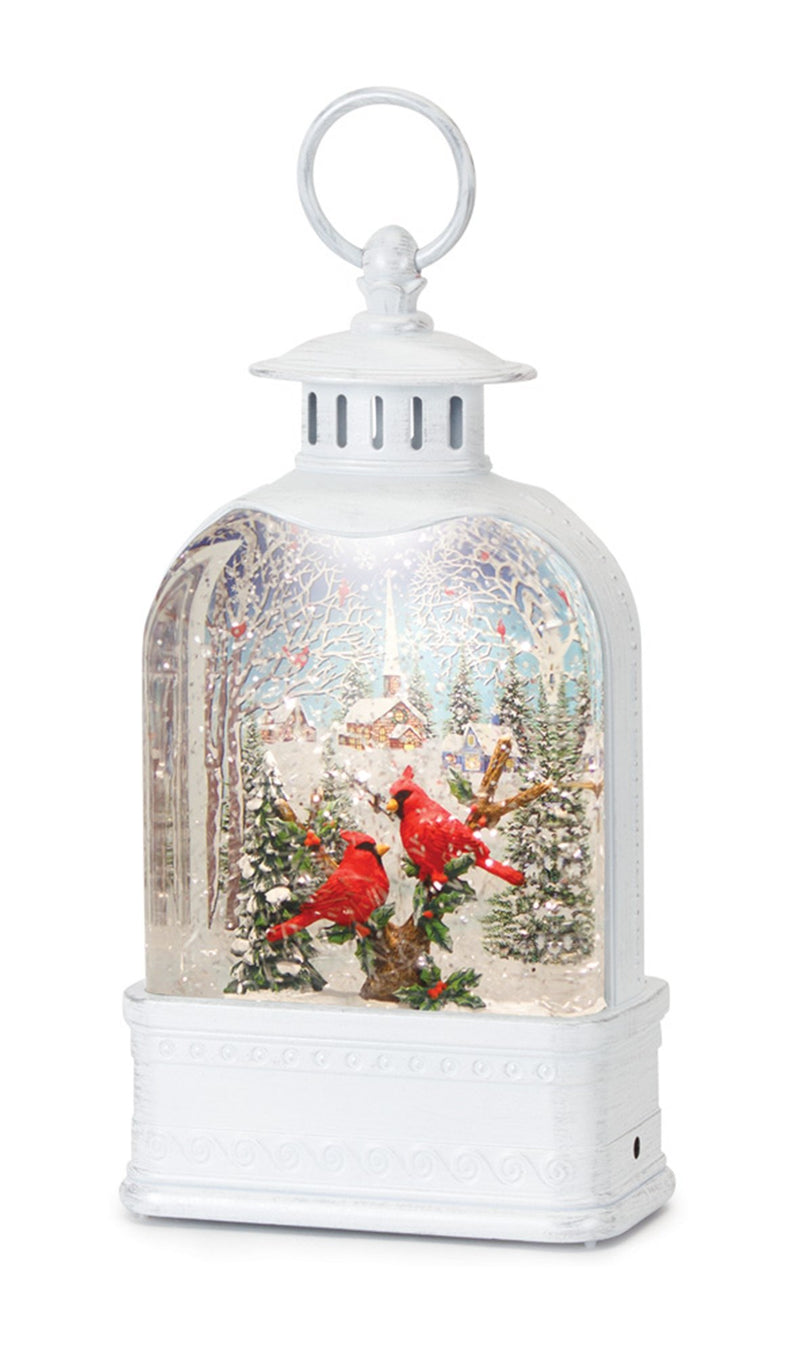 Melrose LED Snow Globe Lantern with Cardinal Forest Scene 10.5"H