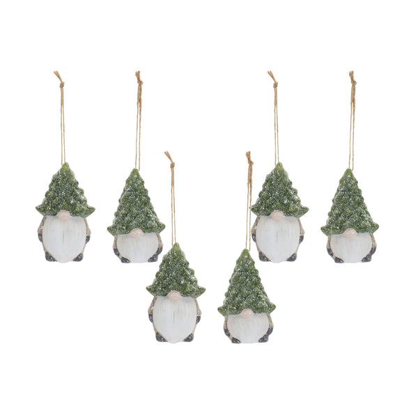 Melrose Terra Cotta Gnome with Pine Tree Hat Ornament (Set of 6)