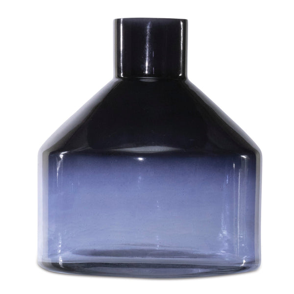 Melrose Blue Soda Lime Glass Bottle Vase 6"H