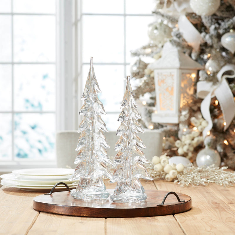 Melrose Clear Glass Pine Tree (Set of 2)
