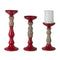 Melrose Red Candle Holder with Wood Accent (Set of 3)
