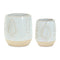 Melrose Two Tone Porcelain Planter with Leaf Design Set of 2 Planter, Two Tone