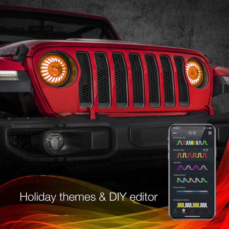 XKGlow 7" XKchrome App Control RGB Jeep Headlight Kit - MX-7IN-JP-KIT