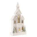 Melrose LED Flocked Wooden Church 22"H