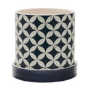Melrose Geometric Pattern Planter with Plate Set of 2 Planter, Dolomite