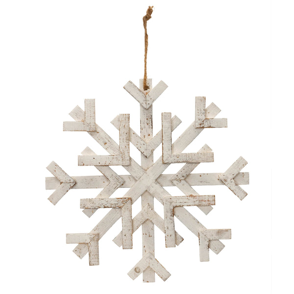Melrose Distressed Fir Wood Snowflake (Set of 2)