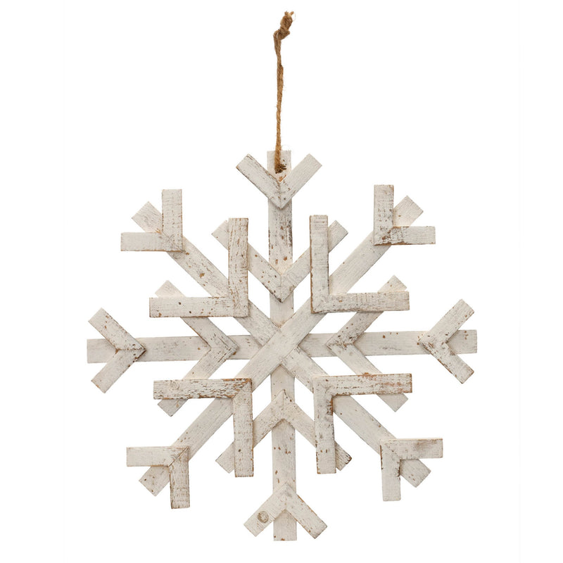 Melrose Distressed Fir Wood Snowflake (Set of 2)