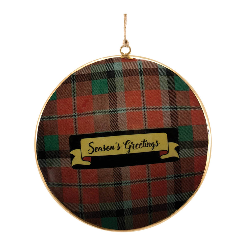 Melrose Metal Deer and Pine Tree Disc Ornament (Set of 6)