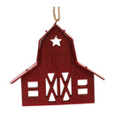 Rustic Wooden Barn Ornament with Metal Accent and Jute Hanger (Set of 24)