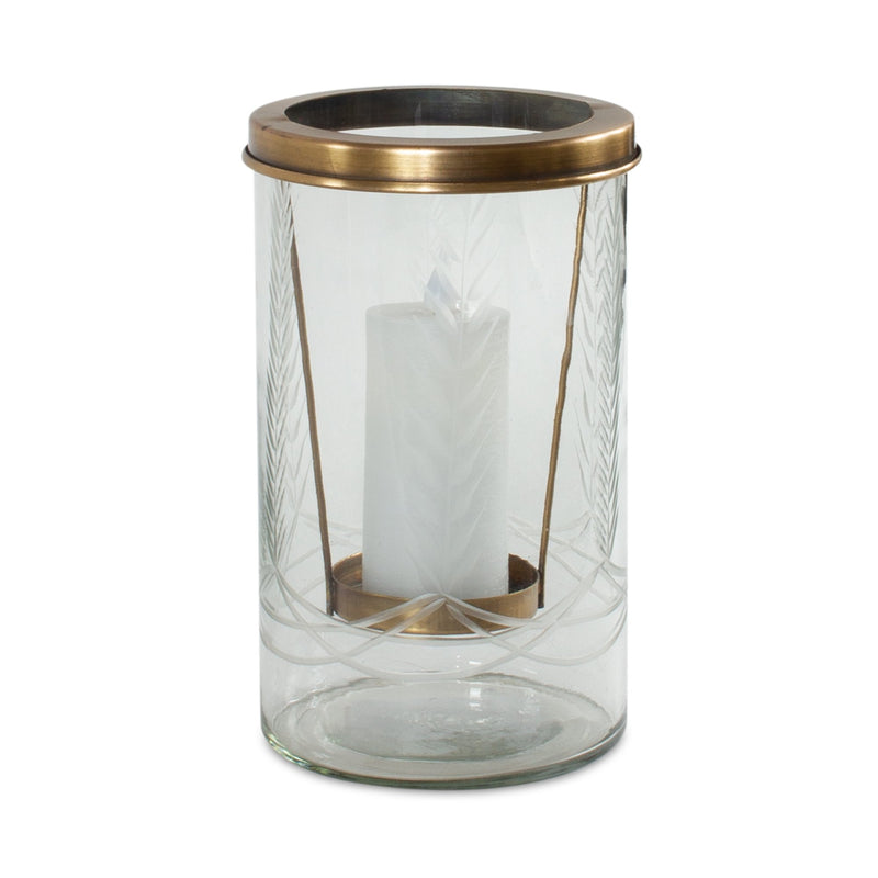Melrose Etched Glass Candle Holder 8.5"H