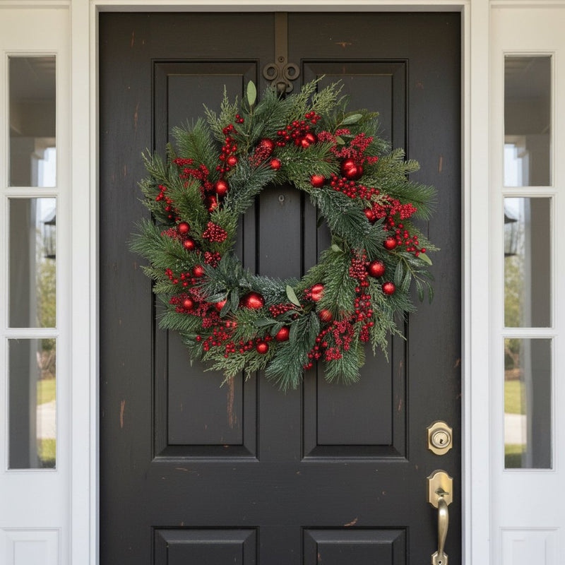 Melrose Mixed Pine Berry and Ornament Wreath 24"D