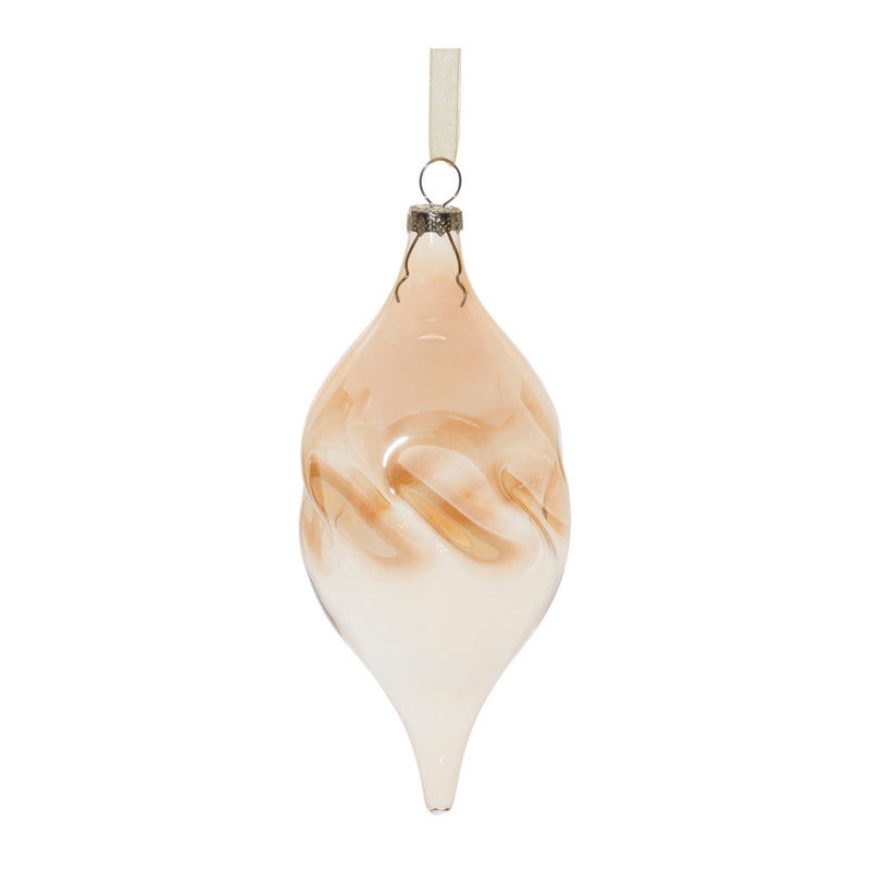 Amber Ombre Wavy Glass Ornament (Set of 12)