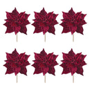 Melrose Burgandy Poinsettia Flower Stem (Set of 6)