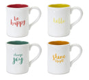 Melrose Stoneware Happy Sentiment Mug (Set of 4)