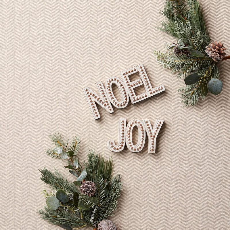 Melrose Beaded Wood Design Noel and Joy Sentiment (Set of 2)