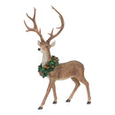 Melrose Holiday Standing Deer Figurine with Wreath Accent (Set of 2)