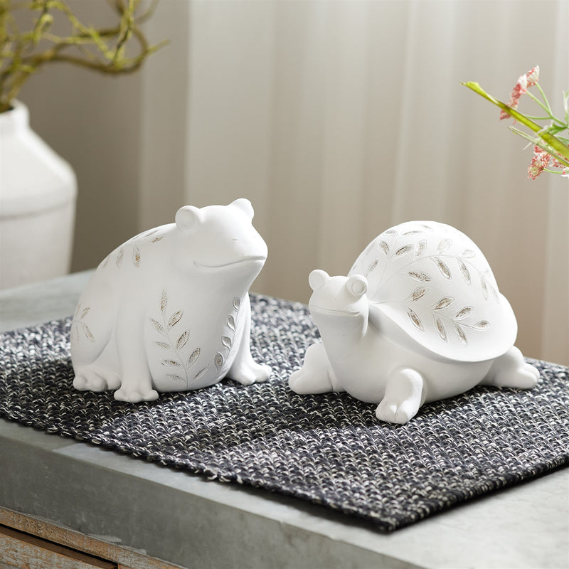 Melrose Etched Frog and Turtle Figurine (Set of 2)