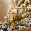 Melrose Frosted Pine Mercury Glass Candle Holder (Set of 2)