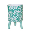 Melrose Blue Patterned Pot with Legs Set of 2 Planter, Dolomite
