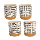 Melrose Geometric Patterned Pot with Terra Cotta Accent Set of 4 Planter