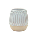 Melrose Ribbed Porcelain Vase with Two Tone Design (Set of 2)