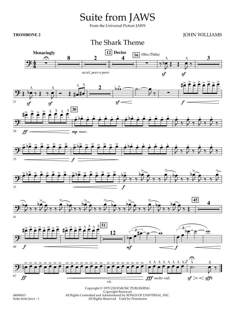 John Williams Suite from Jaws Orchestra Sheet Music– Score & Parts