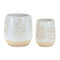 Melrose Two Tone Porcelain Planter with Leaf Design Set of 2 Planter, Two Tone