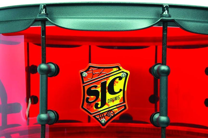 SJC Josh Dun Torch Snare Drum 6.5x14" Red Acrylic Shell Black Hardware