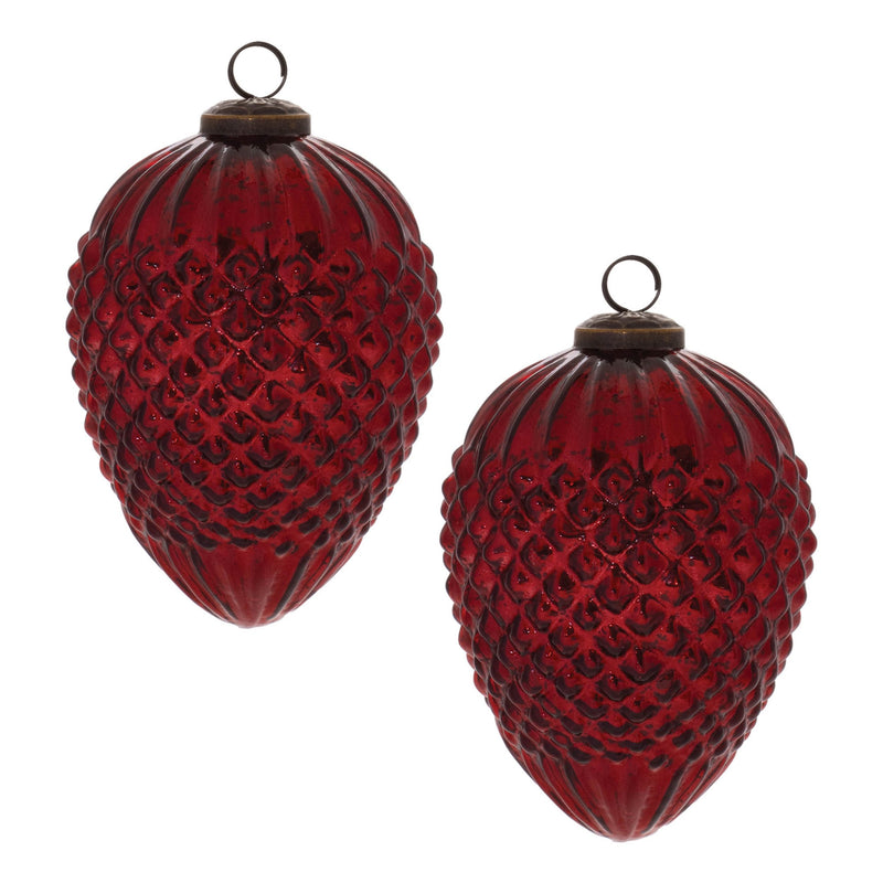 Melrose Hobnail Glass Cone Ornament (Set of 2)