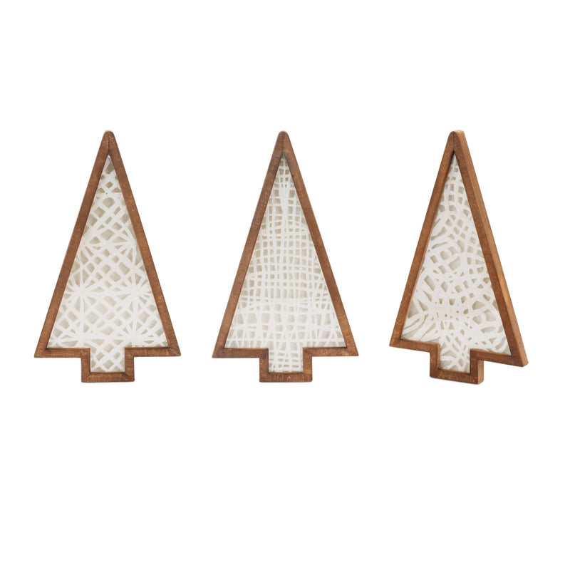 Melrose Framed Paper Mache Pine Tree (Set of 3)