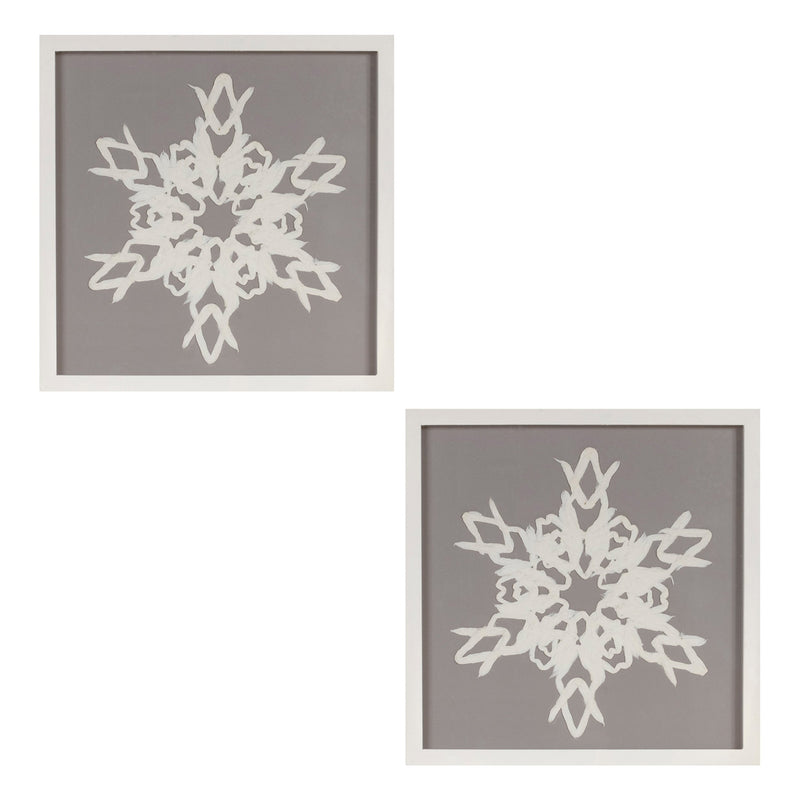 Melrose Framed Paper Mache Snowflake Plaque (Set of 2)