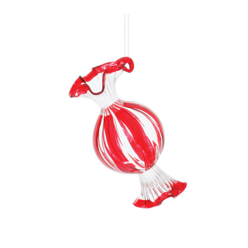 Melrose Glass Peppermint Candy Ornament (Set of 12)