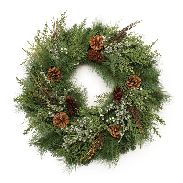 Melrose Mixed Pine Juniper and Pincone Wreath 24"D