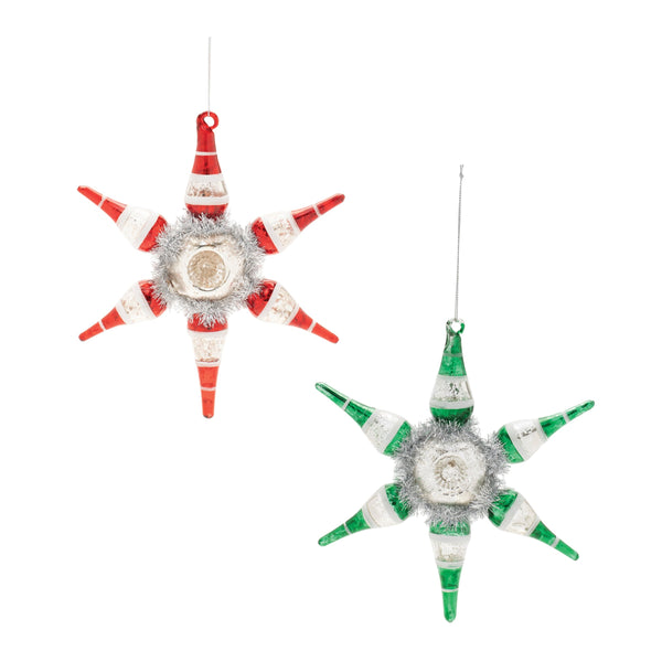 Melrose Vintage-Inspired Reflector Snowflake Ornaments – Set of 4