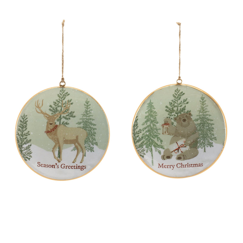 Melrose Woodland Christmas Sentiment Disc Ornament (Set of 6)