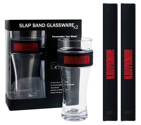 Iconic Concepts Soundgarden 2-Pack Slap Band Pint Glasses – Black with Red Logo