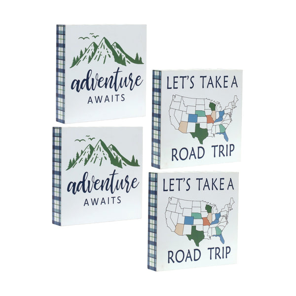 Melrose Wood Adventure Block Sentiment Sign Wall Decor, Rustic