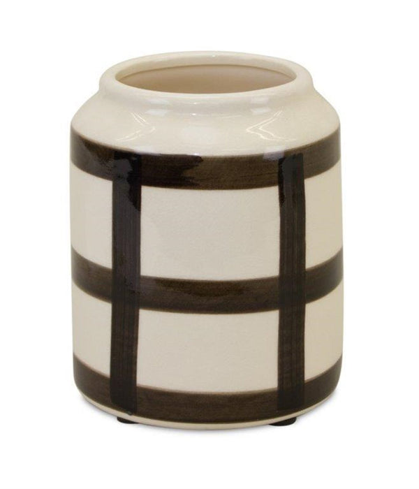 Melrose Ivory and Black Terra Cotta Vase 6"H
