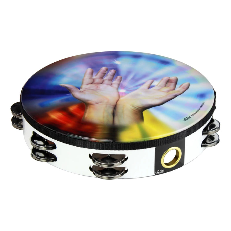Remo Praise  10" Double Row Tambourine - ‘Sharing Hands’ Graphic - TA-9210-00-21