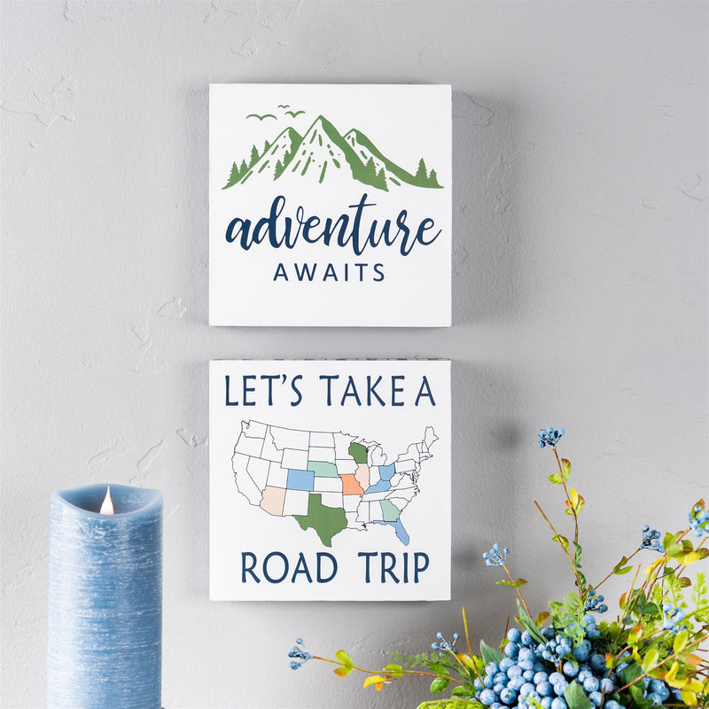 Melrose Wood Adventure Block Sentiment Sign Wall Decor, Rustic