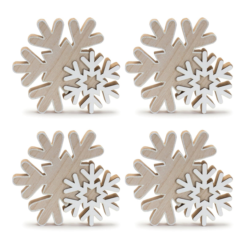 Melrose Glittered Wood Snowflake (Set of 4)