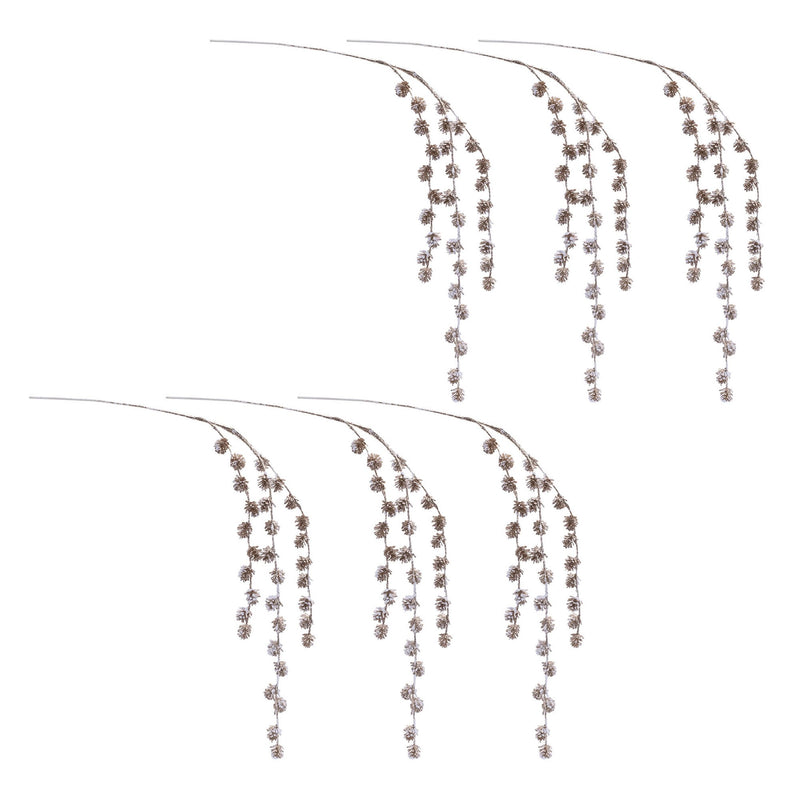 Melrose Snowy Hanging Pinecone Spray (Set of 6)