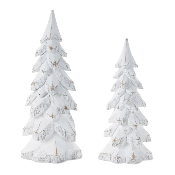 Melrose White Washed Pine Tree (Set of 2)