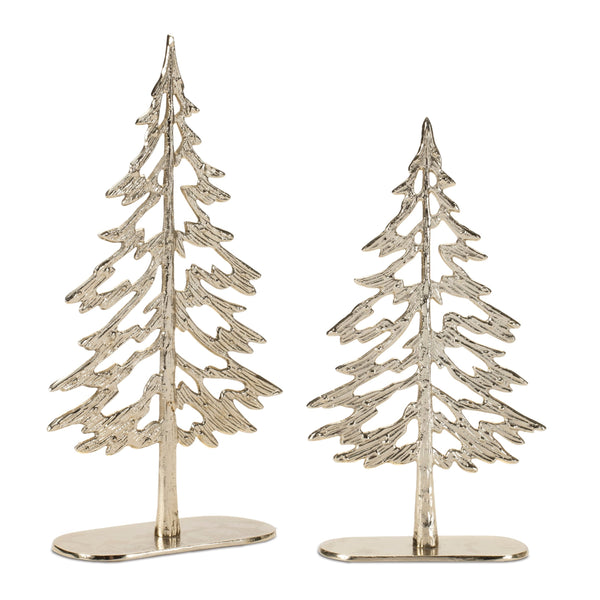 Melrose Metal Tree with Wood Base (Set of 2)
